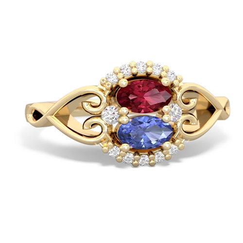 Lab Ruby Lab Created Ruby with Genuine Tanzanite Love Nest ring Ring