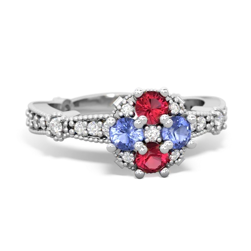 Lab Ruby Lab Created Ruby with Genuine Tanzanite Milgrain Antique Style ring Ring