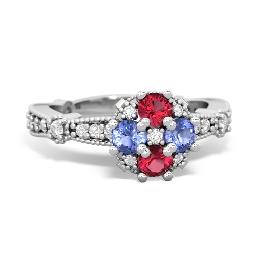 lab ruby-tanzanite art deco engagement ring