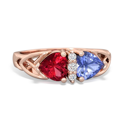 Lab Ruby Lab Created Ruby with Genuine Tanzanite Celtic Trinity Knot ring Ring