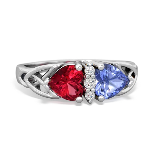 Lab Ruby Lab Created Ruby with Genuine Tanzanite Celtic Trinity Knot ring Ring