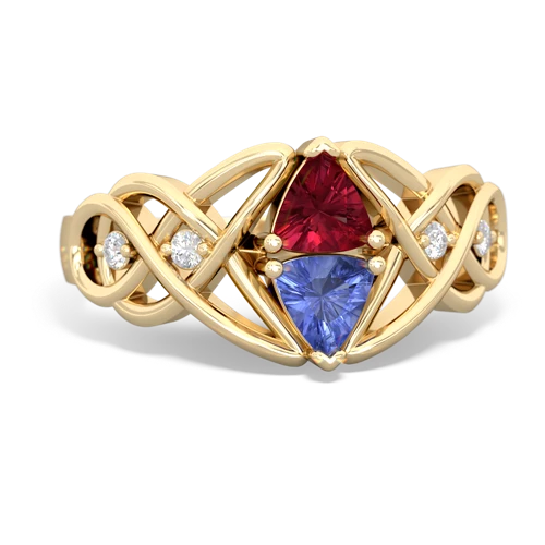 Lab Ruby Lab Created Ruby with Genuine Tanzanite Keepsake Celtic Knot ring Ring