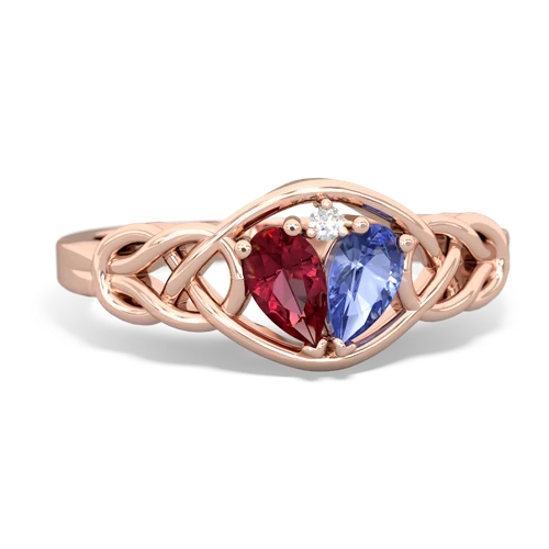 Lab Ruby Lab Created Ruby with Genuine Tanzanite Celtic Love Knot ring Ring