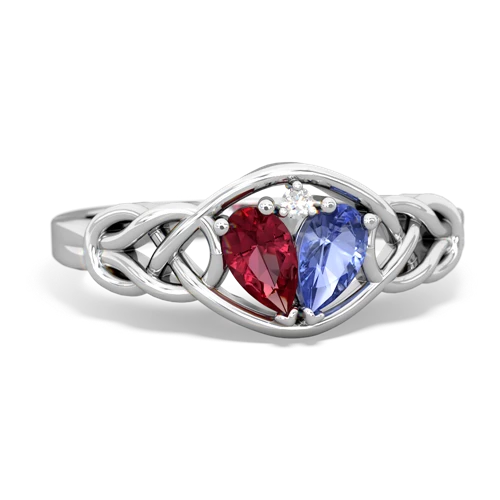 lab ruby-tanzanite celtic knot ring