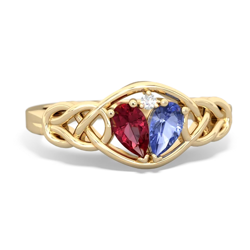 Lab Ruby Lab Created Ruby with Genuine Tanzanite Celtic Love Knot ring Ring