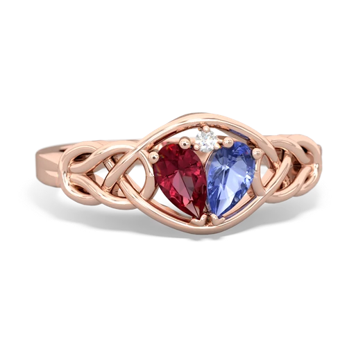 lab ruby-tanzanite celtic knot ring