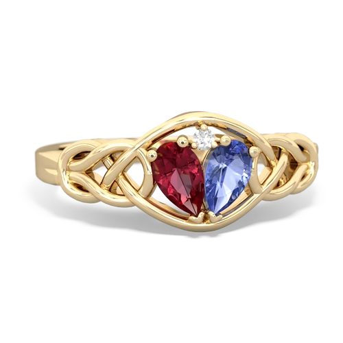 lab ruby-tanzanite celtic knot ring