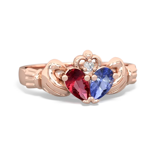 lab ruby-tanzanite claddagh ring