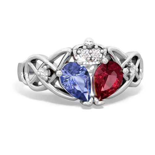 lab ruby-tanzanite claddagh ring