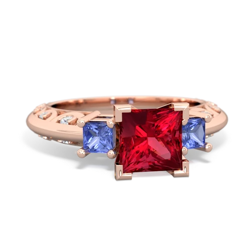 Lab Ruby Lab Created Ruby with Genuine Tanzanite and  Art Deco ring Ring