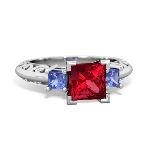 Lab Ruby Lab Created Ruby with Genuine Tanzanite and Lab Created Pink Sapphire Art Deco ring Ring