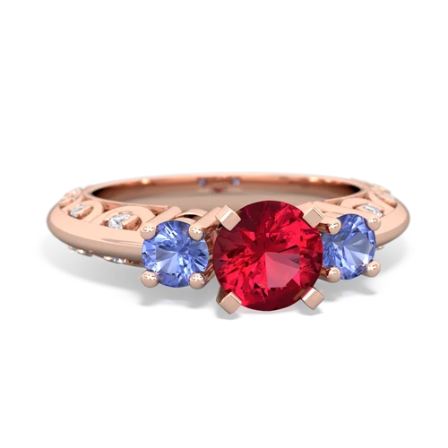 Lab Ruby Lab Created Ruby with Genuine Tanzanite Art Deco ring Ring