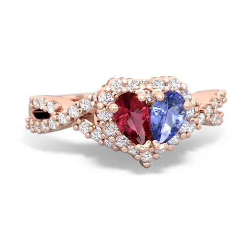 lab ruby-tanzanite engagement ring