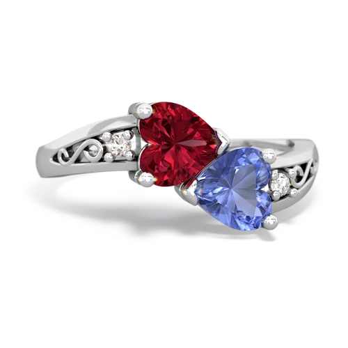 lab ruby-tanzanite filligree ring