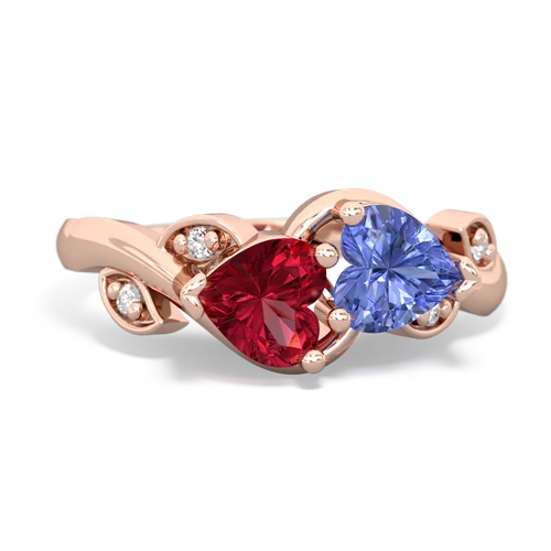 Lab Ruby Lab Created Ruby with Genuine Tanzanite Floral Elegance ring Ring