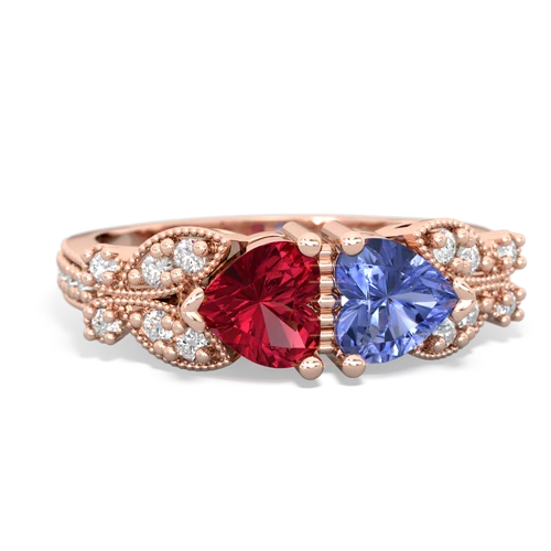 Lab Ruby Lab Created Ruby with Genuine Tanzanite Diamond Butterflies ring Ring