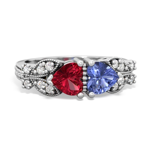 Lab Ruby Lab Created Ruby with Genuine Tanzanite Diamond Butterflies ring Ring