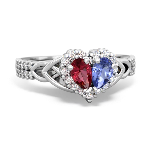lab ruby-tanzanite keepsake engagement ring