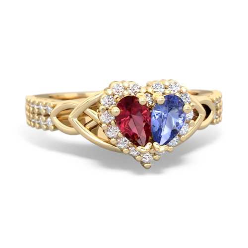 lab ruby-tanzanite keepsake engagement ring