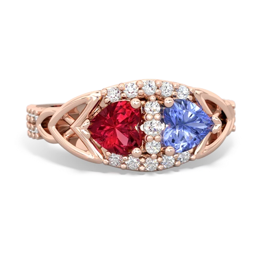 Lab Ruby Lab Created Ruby with Genuine Tanzanite Celtic Knot Engagement ring Ring