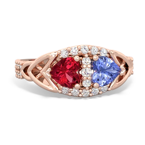 lab ruby-tanzanite keepsake engagement ring