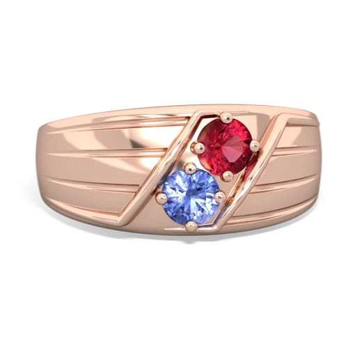 Lab Ruby Lab Created Ruby with Genuine Tanzanite Art Deco Men's ring Ring