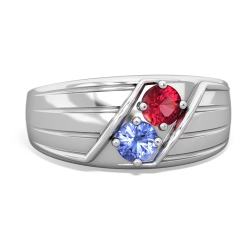 lab ruby-tanzanite mens ring