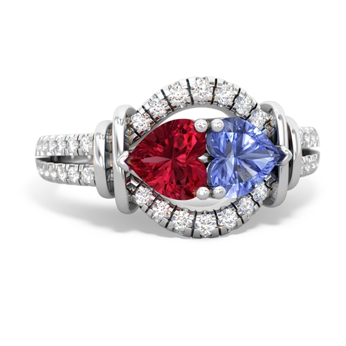 lab ruby-tanzanite pave keepsake ring