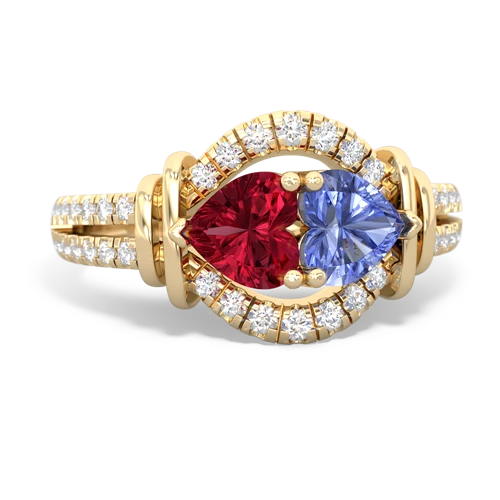 lab ruby-tanzanite pave keepsake ring