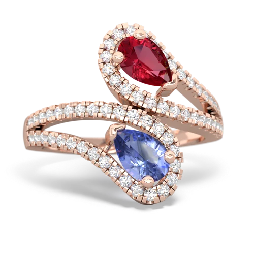 lab ruby-tanzanite pave swirls ring