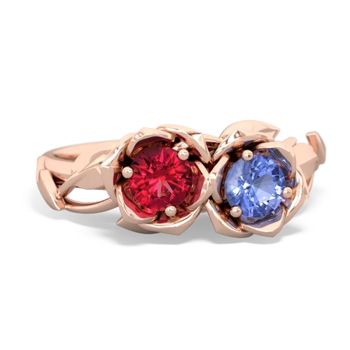 Lab Ruby Lab Created Ruby with Genuine Tanzanite Rose Garden ring Ring