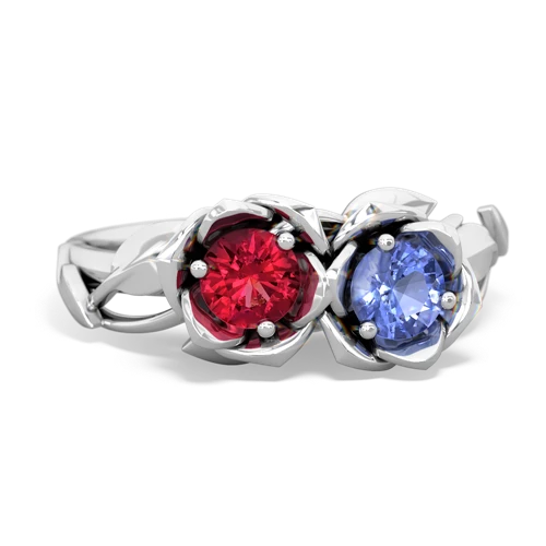 lab ruby-tanzanite roses ring