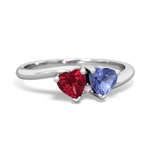 lab ruby-tanzanite sweethearts promise ring