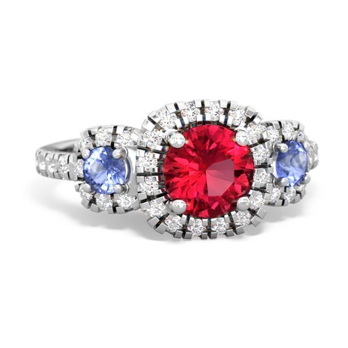 lab ruby-tanzanite three stone regal ring