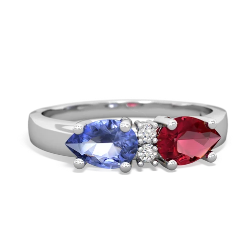 Lab Ruby Lab Created Ruby with Genuine Tanzanite Pear Bowtie ring Ring