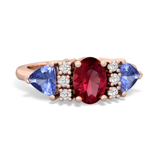 Lab Ruby Lab Created Ruby with Genuine Tanzanite and Genuine Aquamarine Antique Style Three Stone ring Ring