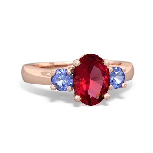Lab Ruby Lab Created Ruby with Genuine Tanzanite Three Stone Trellis ring Ring