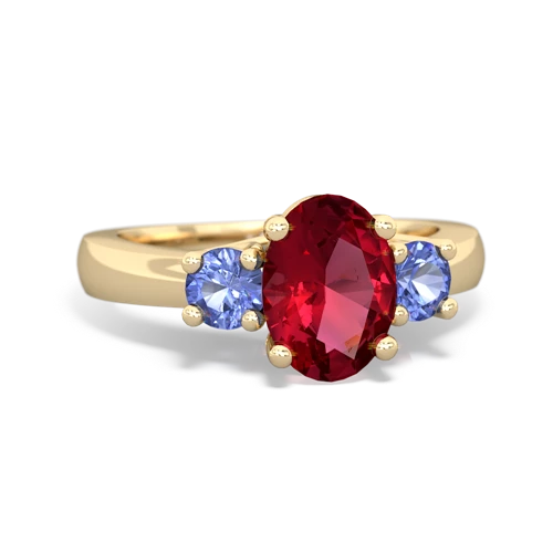 Lab Ruby Lab Created Ruby with Genuine Tanzanite Three Stone Trellis ring Ring