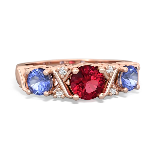 Lab Ruby Lab Created Ruby with Genuine Tanzanite and  Hugs and Kisses ring Ring