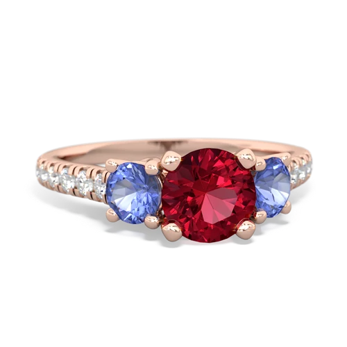 Lab Ruby Lab Created Ruby with Genuine Tanzanite and  Pave Trellis ring Ring