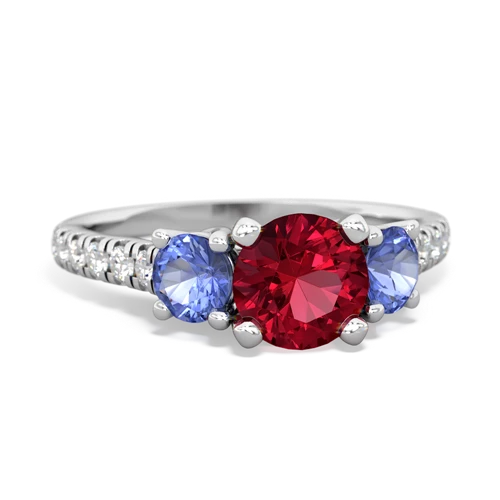 Lab Ruby Lab Created Ruby with Genuine Tanzanite and Lab Created Pink Sapphire Pave Trellis ring Ring