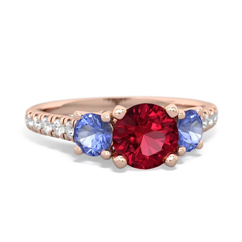 lab ruby-tanzanite trellis pave ring