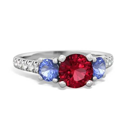 lab ruby-tanzanite trellis pave ring