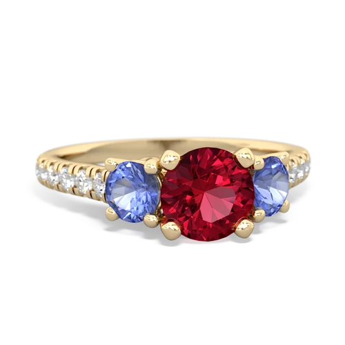 lab ruby-tanzanite trellis pave ring