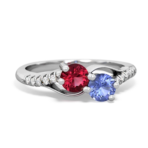 Lab Ruby Lab Created Ruby with Genuine Tanzanite Two Stone Infinity ring Ring