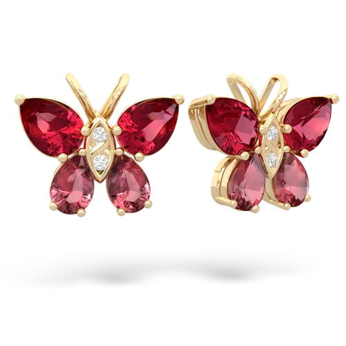 lab ruby-tourmaline butterfly earrings