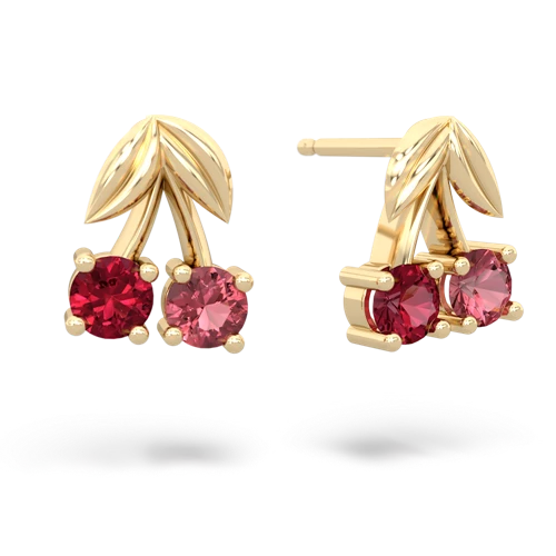 lab ruby-tourmaline cherries earrings