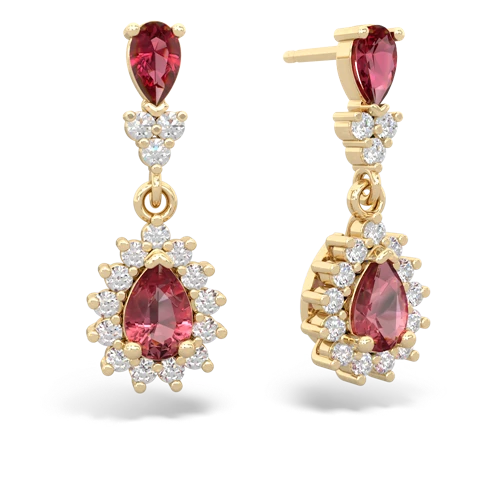 Lab Ruby Lab Created Ruby with Genuine Pink Tourmaline Halo Pear Dangle earrings Earrings