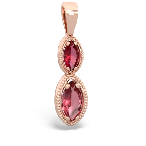 Lab Ruby Lab Created Ruby with Genuine Pink Tourmaline Antique-style Halo pendant Pendant
