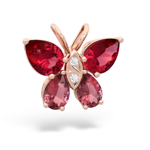 lab ruby-tourmaline butterfly pendant